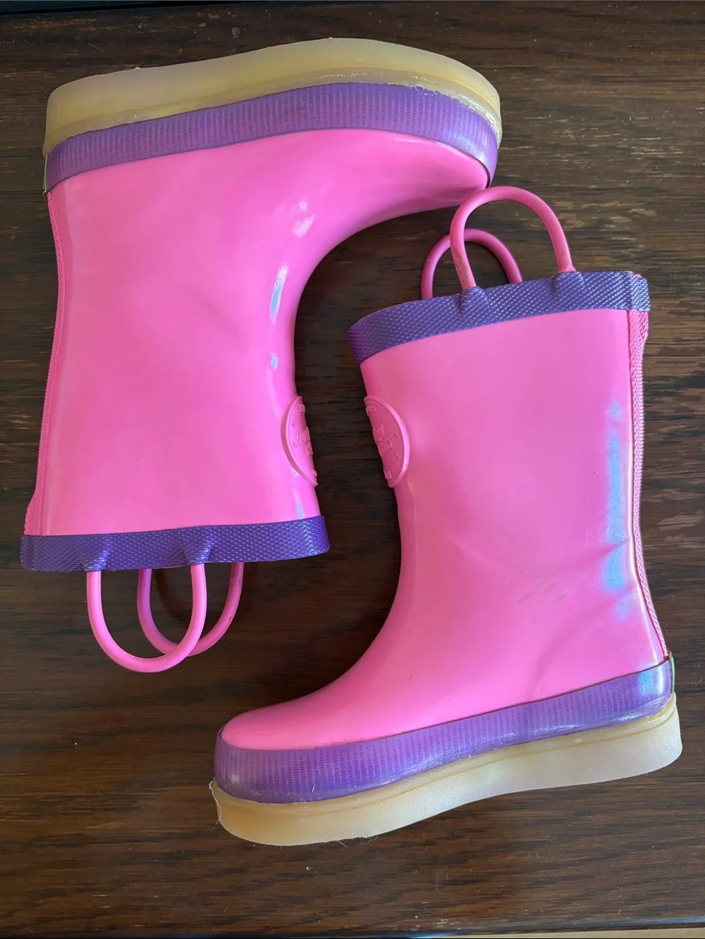 WESTERN CHIEF LED Rain Boots Light Up Pink Purple Bubblegum Soles Size 8